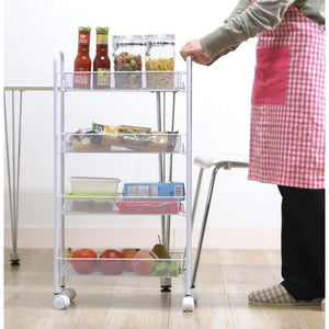 デスクワゴン スチール キャスター ワゴン 収納 ファイルワゴン サイドワゴン 書類 書類整理 ボトル収納 4段 シルバー