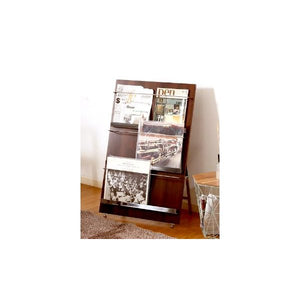 資料スタンド リーフレット マガジンラック 木製 3段 ワイド ブラウン 茶色 収納棚 業務用 おしゃれ 本棚