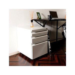 デスクワゴン プリンター台 キャスター ファイルワゴン ホワイト 白 大容量 デスクキャビネット スチール製 鍵付き