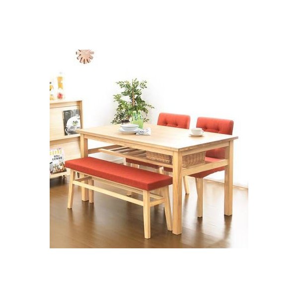 kag-15428 ダイニングテーブル ダイニングテーブルセット おしゃれ 食卓テーブル 4人用 135×80 椅子 2脚 ベンチ 1脚 天然木 ナチュラル