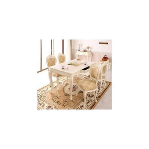 ダイニングテーブルセット 4人用 椅子 5点 (机+チェア4脚) 肘無 幅150 アンティーク クラシック エレガント ヨーロッパ シャビー 猫脚 デザイナーズ