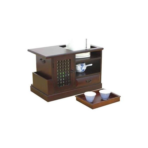 abt-4689 食器棚 和風 和室 座敷 茶箪笥 茶室 茶道具 茶器 ポット キャスター 食器収納 ポット台 ポット置き 茶道 ワゴン