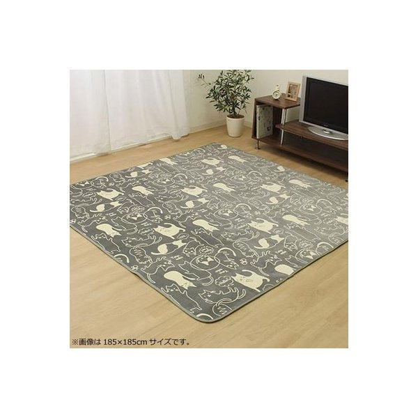 abt-6546 ラグ カーペット おしゃれ 絨毯 子供部屋 キッズ マット 厚手 夏 オールシーズン 北欧 安い 洗える 床暖房対応 ホットカーペット対応 185×185 3畳 グレー