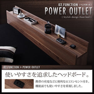 ベッド シングル ローベッド 低い 棚 宮付き スマホ メガネ リモコン コンセント 充電 フレーム 北欧 おしゃれ モダン ヴィンテージ SボンネルCマットレス付