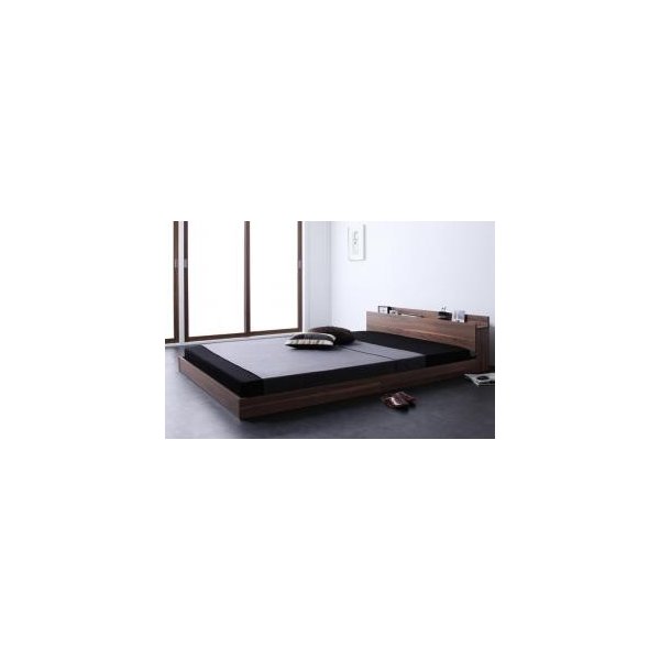 kag-10334 ベッド ダブル ローベッド 低い 棚 宮付き 携帯 スマホ メガネ リモコン コンセント 充電 フレーム 北欧 おしゃれ モダン ヴィンテージ SポケットCマットレス付