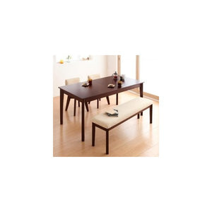 ダイニングテーブル ダイニングテーブルセット 4点 ダイニング 4人用 (幅150-200+回転椅子×2+ベンチ) ナチュラル 食卓テーブル