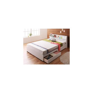 ダブル ベッド チェスト 引き出し 大容量 宮 棚 スマホ ラック ライト コンセント 充電 フレーム アンティーク 姫系 かわいい 照明 国産ポケットCマットレス付