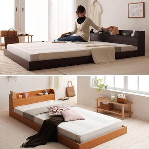 ベッド シングル ローベッド 低い 棚 宮付き スマホ メガネ リモコン コンセント 充電 北欧 おしゃれ モダン ヴィンテージ 国産カバーポケットCマットレス付