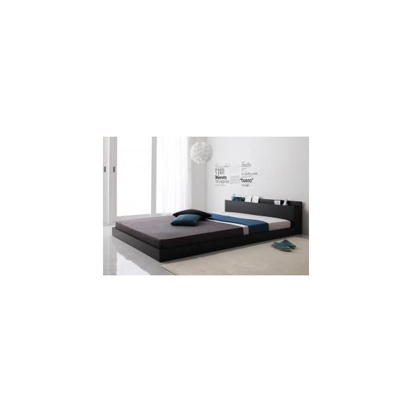 kag-11463 ベッド ダブル ローベッド 低い フロアベッド 棚 ラック 宮付き 枕元 携帯 スマホ メガネ リモコン コンセント 充電 おしゃれ モダン PボンネルCマットレス付き
