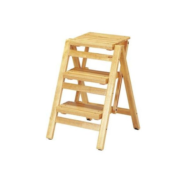 kag-14328 踏み台 ステップ スツール 折りたたみ 3段 ナチュラル ( はしご 脚立 梯子 1段 足場台 )