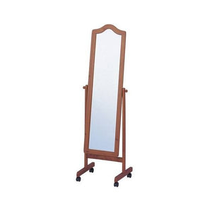 スタンドミラー 木製 ブラウン 茶色 全身鏡 姿見 鏡 ミラー 壁掛け スチール 鏡面 フレーム 飛散防止 吊鏡 全身 