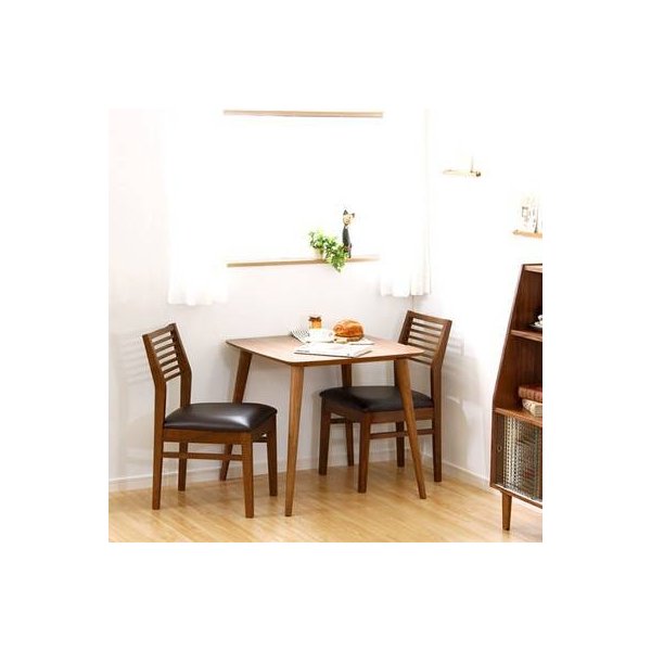 kag-15432 ダイニングテーブル ダイニングテーブルセット 食卓テーブル 正方形 2人用 小さめ 一人暮らし 75×75 椅子 2脚 ブラウン