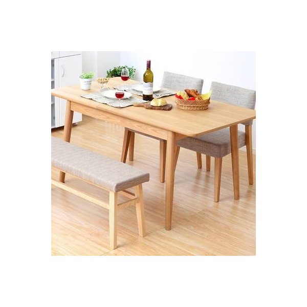 kag-15440 ダイニングテーブル ダイニングテーブルセット テーブル 4人用 150×80 伸長 伸縮 折りたたみ 椅子 2脚 ベンチ 1脚 ナチュラル