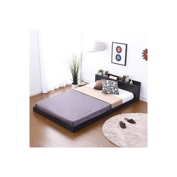 kag-26741 ベッド セミダブル ローベッド 低い 木製 北欧 高級 宮 棚 スマホ メガネ リモコン ラック コンセント 充電 おしゃれ すのこ ボンネルコイル マットレス付 黒木
