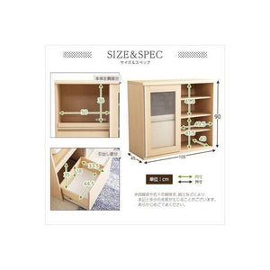 食器棚 キッチン 食器収納 キッチンラック レンジ台 レンジ棚 ミニ食器棚 幅105 奥行45 引き戸 スライド 炊飯器 コンセント