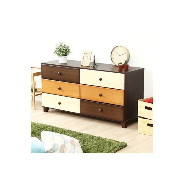 kag-27115 チェスト タンス おしゃれ 洋服タンス 子供 ブラウン ナチュラル 木製チェスト 3段 幅117cm 完成品 整理タンス 収納チェスト