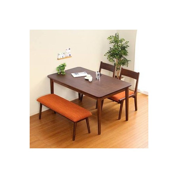 kag-27246 ダイニングテーブル ダイニングテーブルセット 食卓テーブル 4人用 3人 130×75 椅子 2脚 ベンチ 1脚 ブラウン カントリー