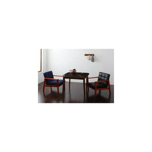 ダイニングテーブルセット 2人用 椅子 ソファー 一人暮らし コンパクト 小さめ 3点 (机+1Px2脚) 幅90 デザイナーズ スタイリッシュ 低め ウォールナット 正方形