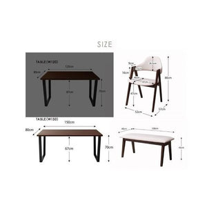 ダイニングテーブルセット 4人用 椅子 ベンチ おしゃれ 食卓 4点 机+チェア2+長椅子1 幅150 西海岸 ヴィンテージ インダストリアル レトロ ブルックリン
