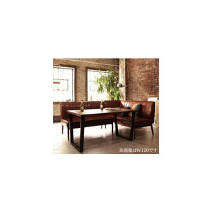 ダイニングテーブルセット 4人用 コーナーソファー L字 l型 ベンチ 椅子 レザー 3点 (机+ソファx1+右肘x1) 幅150 西海岸 ヴィンテージ 低め ウォールナット