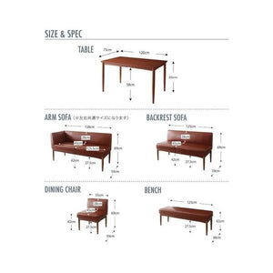 ダイニングテーブルセット 7人用 コーナーソファー L字 ベンチ 椅子 レザー 5点 (机+ソファx1+左肘x1+チェア1+長椅子1) 幅120 デザイナーズ 低め 大きい