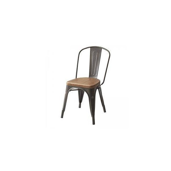 kag-30904 ダイニングチェア 椅子 おしゃれ (スチールチェア ) パイン 座面高44 完成品 板座 アイアン 西海岸 ヴィンテージ インダストリアル レトロ ブルックリン