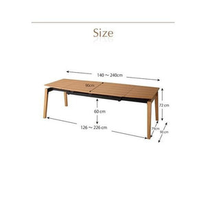ダイニングテーブル おしゃれ 伸縮 伸長式 北欧 食卓 テーブル 単品 モダン 会議 事務所 机 幅140 幅240 奥行90 4人用 6人用 8人用 オーク 木製 大きい