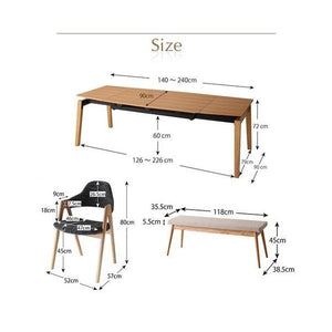 ダイニングテーブルセット 4人用 椅子 ベンチ おしゃれ 伸縮式 伸長式 北欧 食卓 4点 机+チェア2+長椅子1 デザイナーズ スタイリッシュ 大きい 幅140 幅240