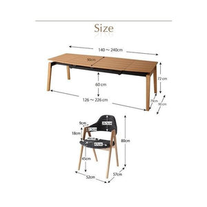ダイニングテーブルセット 6人用 椅子 おしゃれ 伸縮式 伸長式 北欧 食卓 7点 机+チェア6脚 デザイナーズ スタイリッシュ オーク 大きい 幅140 幅240