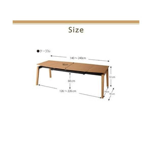 ダイニングテーブル おしゃれ 伸縮 伸長式 北欧 食卓 テーブル 単品 モダン 会議 事務所 机 幅140 幅240 奥行90 4人用 6人用 8人用 オーク 木製 大きい