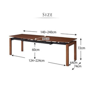 ダイニングテーブル おしゃれ 伸縮 伸長式 北欧 食卓 モダン 机 幅140 幅240 奥行90 4人用 6人用 8人用 ウォールナット 大きい 西海岸 ヴィンテージ レトロ
