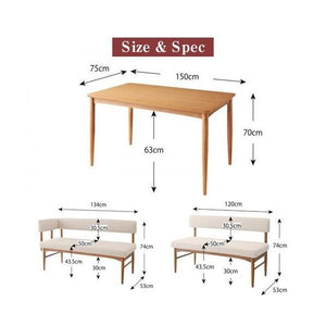 ダイニングテーブルセット 4人用 コーナーソファー L字 l型 ベンチ 椅子 おしゃれ 北欧 3点 (机+ソファx1+肘x1) ナチュラル 幅150 デザイナーズ スタイリッシュ
