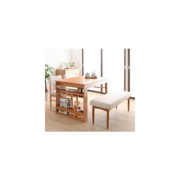 kag-31141 ダイニングテーブルセット 4人用 椅子 ベンチ おしゃれ 伸縮 伸長 北欧 4点 (机+チェア2+長椅子1) デザイナーズ スタイリッシュ 棚 大きい 幅120 幅150 幅180