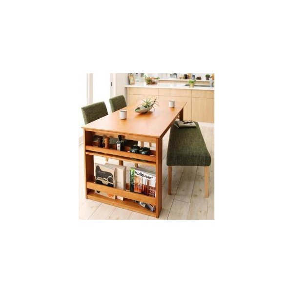 kag-31155 ダイニングテーブルセット 4人用 椅子 ベンチ おしゃれ 伸縮 伸長 北欧 4点 (机+チェア2+長椅子1) デザイナーズ スタイリッシュ 棚 大きい 幅120 幅150 幅180