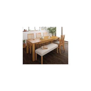 ダイニングテーブルセット 6人用 椅子 ベンチ おしゃれ 伸縮式 伸長式 北欧 6点 (机+チェア4+長椅子1) デザイナーズ スタイリッシュ 大きい 幅145 幅175 幅205