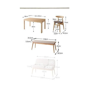 ダイニングテーブルセット 4人用 椅子 ベンチ 伸縮 伸長 北欧 4点 (机+チェア2+長椅子1) デザイナーズ スタイリッシュ 大きい 幅140 150 160 180 200 220