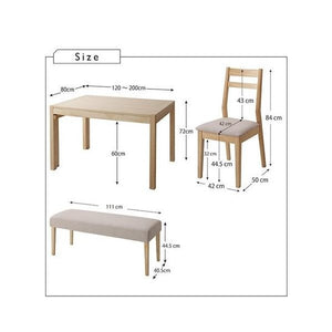ダイニングテーブルセット 4人用 椅子 ベンチ 伸縮 伸長 北欧 4点 (机+チェア2+長椅子1) デザイナーズ スタイリッシュ 大きい 幅120 130 150 160 180 200