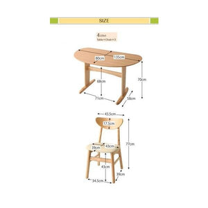 ダイニングテーブルセット 3人用 椅子 おしゃれ 安い 北欧 食卓 4点 机+チェア3脚 幅135 デザイナーズ クール スタイリッシュ オーク 木製 半円