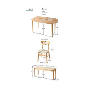 ダイニングテーブルセット 4人用 椅子 ベンチ おしゃれ 安い 北欧 食卓 4点 机+チェア2+長椅子1 幅135 デザイナーズ クール スタイリッシュ オーク 変形