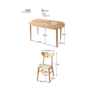 ダイニングテーブルセット 4人用 椅子 おしゃれ 安い 北欧 食卓 5点 机+チェア4脚 幅135 デザイナーズ クール スタイリッシュ オーク 木製 変形