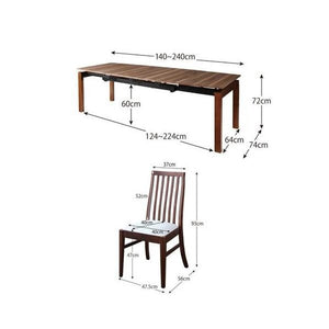 ダイニングテーブルセット 4人用 椅子 おしゃれ 伸縮式 伸長式 北欧 5点 机+チェア4脚 デザイナーズ スタイリッシュ ウォールナット 大きい 幅140 幅240