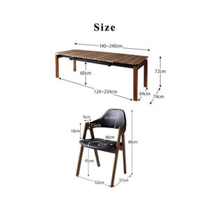 ダイニングテーブルセット 6人用 椅子 おしゃれ 伸縮式 伸長式 北欧 7点 机+チェア6脚 デザイナーズ スタイリッシュ ウォールナット 大きい 幅140 幅240
