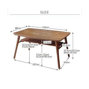 ダイニングテーブル ロータイプ こたつ ハイタイプ 高さ調節 長方形 椅子用 机 単品 4尺 80×120 2人用 4人用 コンパクト 西海岸 ヴィンテージ インダストリアル