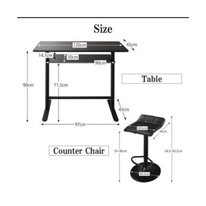 ダイニングテーブルセット 2人用 椅子 一人暮らし コンパクト 小さめ 3点 (机+チェア2脚) カウンターテーブル 幅120 デザイナーズ バーカウンター ハイタイプ