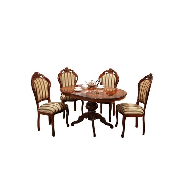 kag-320 ダイニングテーブル ダイニングテーブルセット 食卓テーブル 4人用 丸型 135×90 椅子 4脚 高級 天然木 ブラウン アンティーク