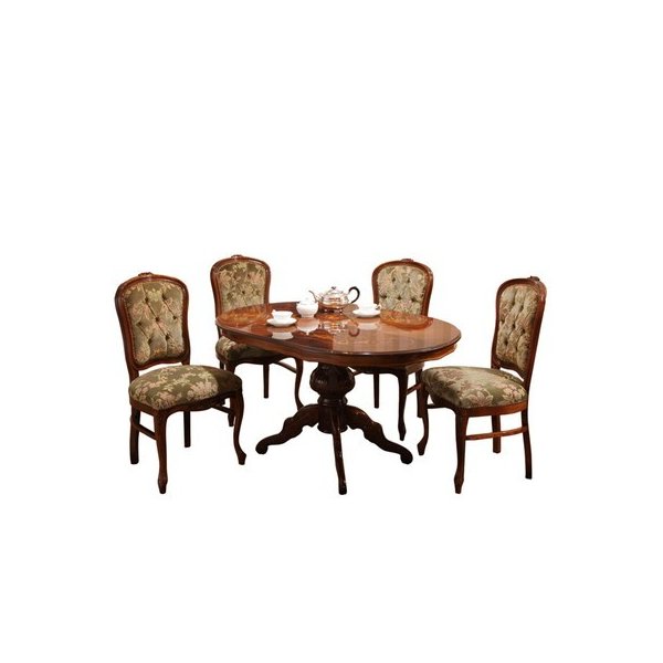 kag-324 ダイニングテーブル ダイニングテーブルセット 食卓テーブル 4人用 丸型 135×90 椅子 4脚 高級 天然木 ブラウン アンティーク