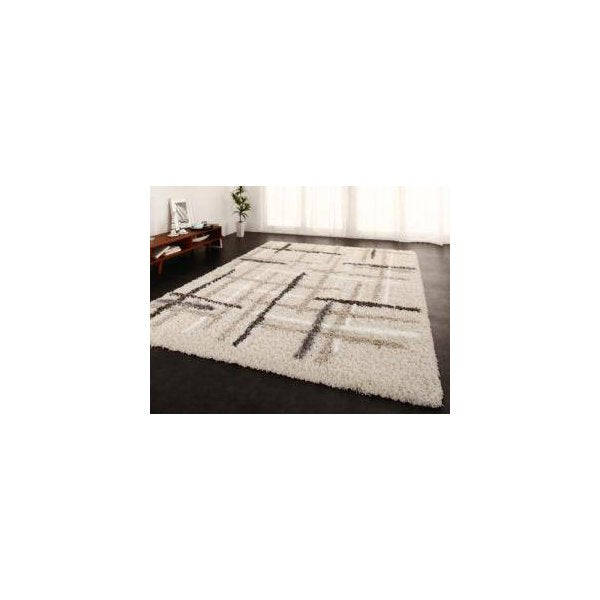 kag-32866 ラグ カーペット こたつ敷き 絨毯 厚手 マット 極厚 ふかふか 133×190 2畳 床暖 シャギー かわいい ウィルトン 北欧 モダン デザイン 幾何学 もこもこ