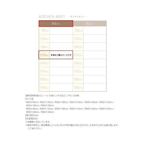 キッチンマット 拭ける 防水 フローリング 夏 涼しい 滑り止め 台所 ロング 撥水 長い 滑らない 幅広 60×210 床暖房 モダン 薄手 ビニール 吸着 ずれない
