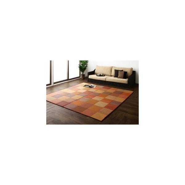 kag-33070 い草ラグ い草マット 夏 アジアン ラグ ひんやり 涼しい ござ 畳 国産 リビング 正方形 191×191 3畳 ( 裏地無 ) 日本製 エスニック モダン デザイン 幾何学