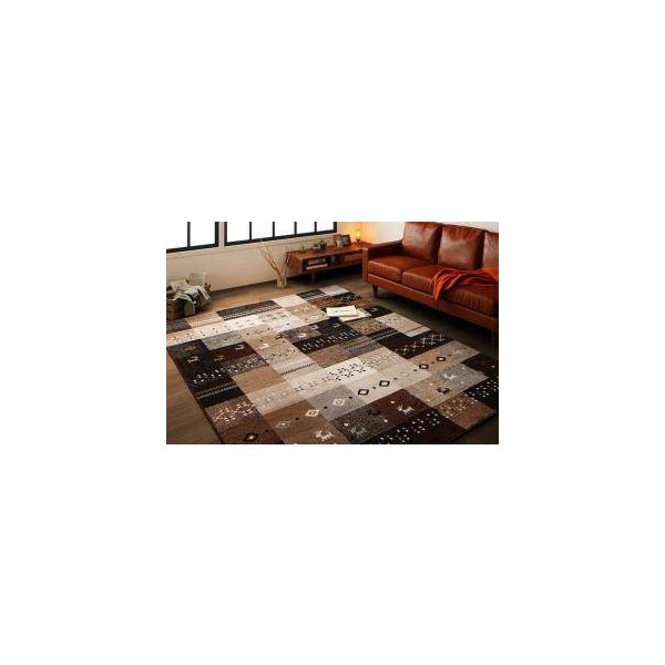kag-33092 ラグ カーペット こたつ敷き 絨毯 厚手 ダイニング マット 極厚 ふかふか 160×230 3畳 トルコ 床暖 ギャッベ ウィルトン アジアン モダン デザイン 幾何学